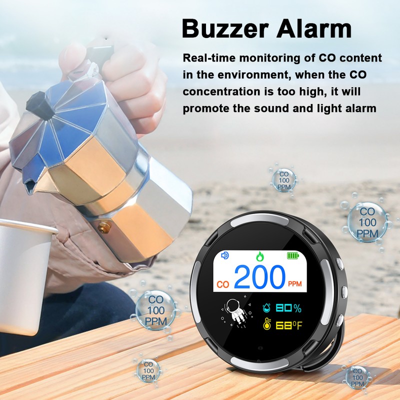 2.1-inch Display Detector Portable Carbon Monoxide Tester Multifunctional Temperature and