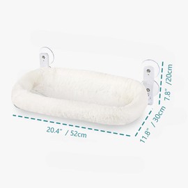 Foldable Cat Window Perch, Cat Hammock with Sturdy Metal Frame, Upgraded Suction Cups, and Comfortable Warm Cushion Bed Double Side Washable, Perfect for Large Indoor Cats (Grey, 20.5 Inches Wide)