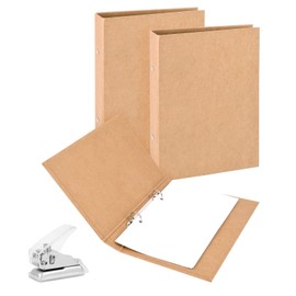Ring Binder A5 Refillable Kraft Paper, Set of 2 with Punch, Ring Binder A5 with 2 Rings to Add, Brochure Cover, Papers, Loose Sheets for School & Office