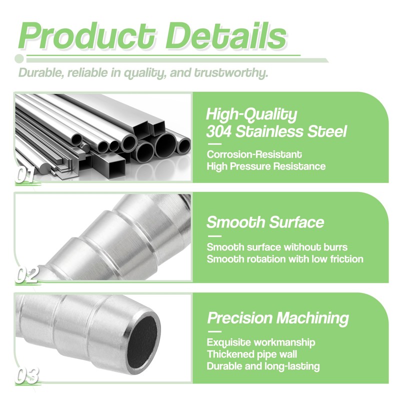 Goldpea 10mm(3/8") Barbed Stainless Steel 304 Hose Barb Elbow 90