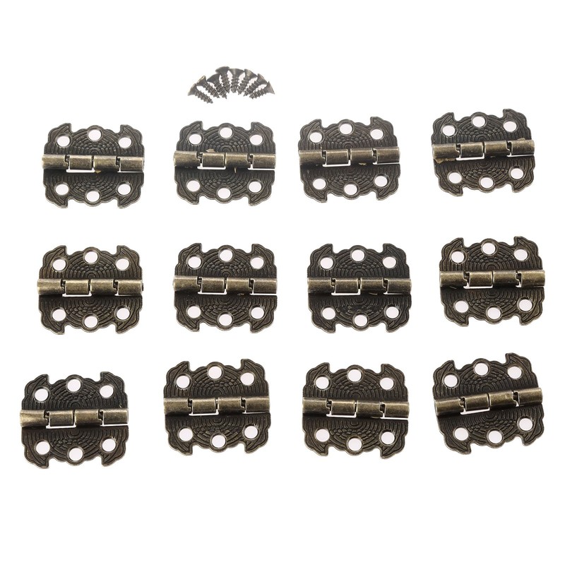12Pcs Antique Butterfly Shapped Hinges Butt Hinges Connectors with Screws
