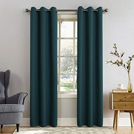 Sun Zero Easton Blackout Energy Efficient Grommet Curtain Panel, 40" x 95", Teal