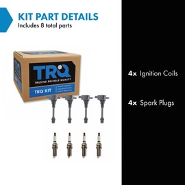 TRQ Ignition Kit Ignition Coil Spark Plugs Compatible with 2002-2006 Nissan Sentra