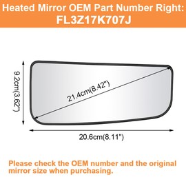 Senzeal Passenger Side Heated Lower Mirror Glass Replacement for Ford F150 Truck 2015-2020 Ford F250 F350 Super Duty F450 F550 Truck 2017-2022 Towing Mirror FL3Z17K707J (Right Side)