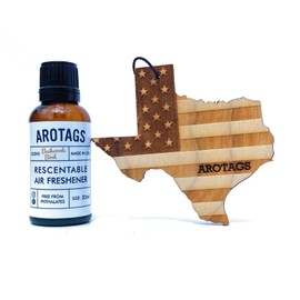 Arotags Car Air Freshener - Reusable Wood Diffuser - Hanging Odor Eliminator - Texas Patriot - Balsam & Cedar Scent
