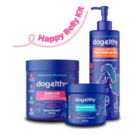 Dogelthy Happy Belly Kit Gastro Aid, Aceite Salmón, Pillwrap
