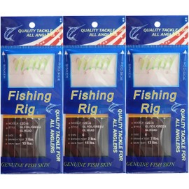 Fishing Rigs Saltwater Fishing Bait Rigs,12 Packs Real Fish Skin Sea Rigs Luminous Rigs with Hooks Swivels and Snaps for Freshwater Size 4 6 8