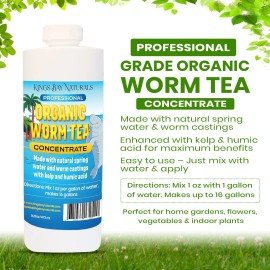Kings Bay Naturals Organic Worm Castings Tea Fertilizer Liquid Concentrate, 8 Oz