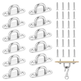 QhgPnt 12 Pcs Eye Plate, Stainless Steel Hooks and Eyes, Heavy Duty Eye Pads with Screws, Ceiling Hook for Marine, Garden, Gym, and Home Hanging