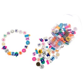 Cazenove Chanukah Beaded Dreidel Bracelet and Necklace Craft Kit, 116 Pieces with Elastic Thread