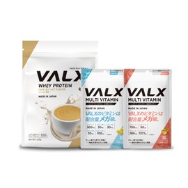 VALX BALX WPC Whey Protein Cafe au Lait Flavor, 14.8 oz (420 g), Multivitamin Water Soluble Vitamin, 3 Types Set