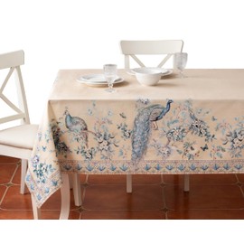 Maison d' Hermine 100% Cotton Table Cover - 70"x70" Square Decorative Tablecloth - Tablecloths for Dining, Baby Shower, Home, Farmhouse, Kitchen & Parties - Peacock Utopia - Sandy Beach Collection