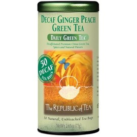 The Republic of Tea - Decaf Ginger Peach Green Tea, Tin of 50 Tea Bags