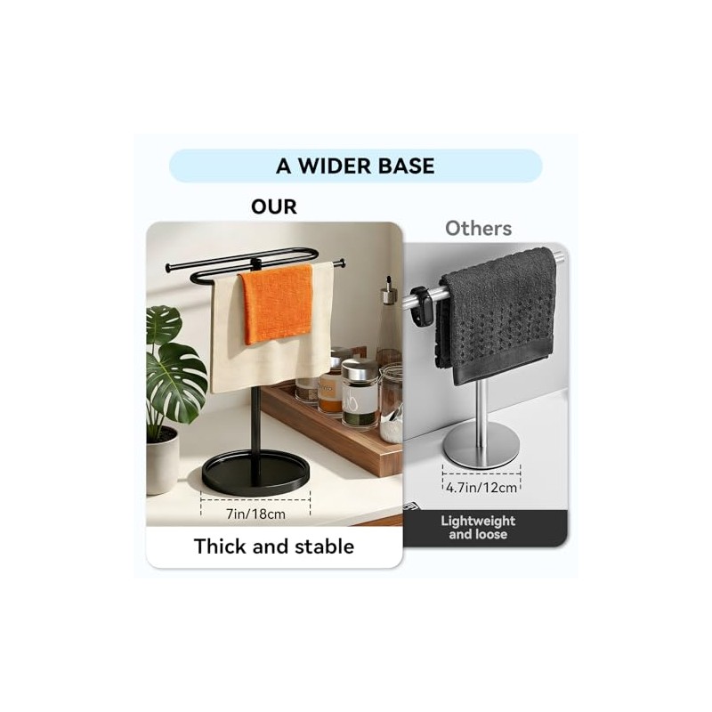 Upgraded S-Shape Hand Towel Stand for Bathroom - 14" Lightweight