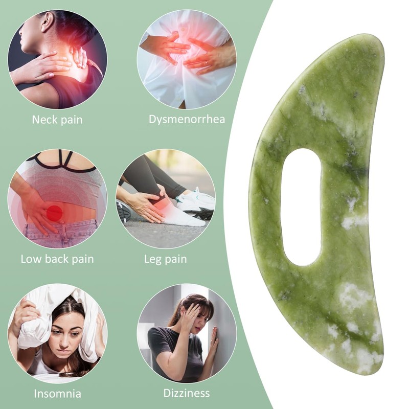 Jade Stone Gua Sha Massage Tool Guasha Board with Handle