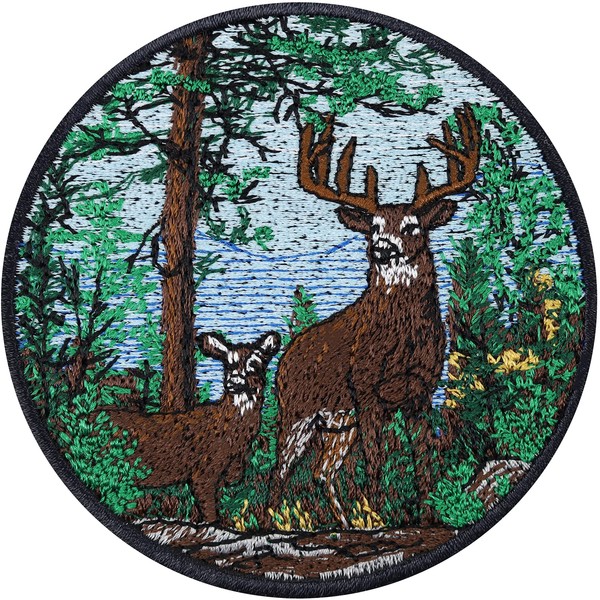 Deer in the Forest Sew-On Weatherproof Sticker Embroidered Iron-On Patch
