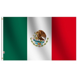Mexico Flag 3' x 5' - Mexican Flags 150 x 90 cm - Banner Indoor/Outdoor, Vibrant Colors, Brass Grommets, Quality Polyester,100D