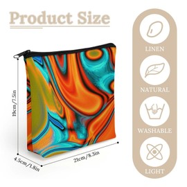 Southwest Hipster Turquoise Orange Swirls - Vivid Modern Cosmetic Bag Makeup Bag Gifts for Women Girls Daughter Sister Bestie Graduation Birthday Christmas Nurse Mothers Day Travel Zipper Pouch,