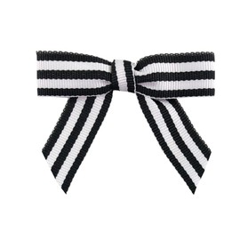 Reliant Ribbon 5160-984-03C Grosgrain Stripes Twist Tie Bows Bows, 5/8 Inch X 100 Pieces, Black/White