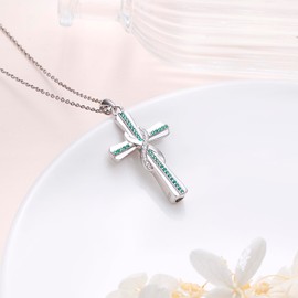 DAOSHANG Ashes Necklace Sterling Silver Urn Necklaces for Ashes, Cross/Infinity/Cylinder Cremation Jewelry for Ashes for Women Men, Cremation Keepsakes Memorial Gift (Infinity-2)