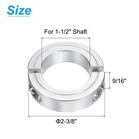 sourcing map 4Pcs Double Split Clamp-On Shaft Collar for 1-1/2" Shaft, Two-Piece Clamping Collar 2-3/8" OD, 9/16" Thickness, Aluminum Alloy Set Screw Split Collar Clamp