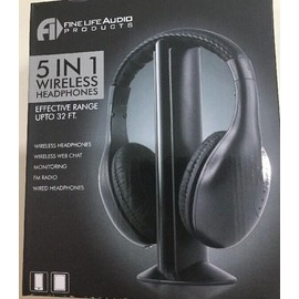WIRELESS HEADPHONE TV 5 IN 1 FINE LIFE AUDIO FM RADIO WIRED