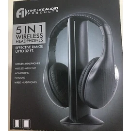 WIRELESS HEADPHONE TV 5 IN 1 FINE LIFE AUDIO FM RADIO WIRED