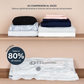 ESQUIMAL Set de 10 Bolsas de Almacenamiento al Vacío (60x40) y Bomba de Aire | Reutilizables | Bolsas de Compresión para empacar ropa viaje, guardar edredones, cobertores, almohadas| Ahorro de Espacio