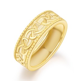Celtic Knot Ring Sterling Silver Mens Gold Rings 14k Irish Celtic Rings for Men Gold Plated Wedding Band for Men Celtic Knot Jewelry Gifts for Men Rings Size 9