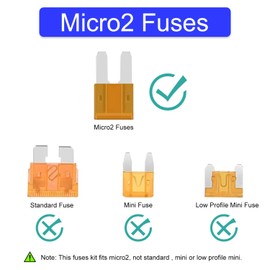 Gebildet 20A Micro2 Blade Car Fuses 20Amp Automotive Fusibles for RV Auto Motorcycle Truck (Pack of 10Pcs)