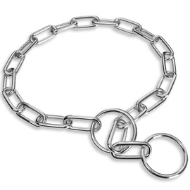 Woofuu Silver Dog Chain Collar,Heavy Duty Chew Proof Stainless Steel Long Link Fur Saver Dog Training Collar | No-Pull Slip Chain for Small Medium Dogs for Easy Control | 46cm (18in)