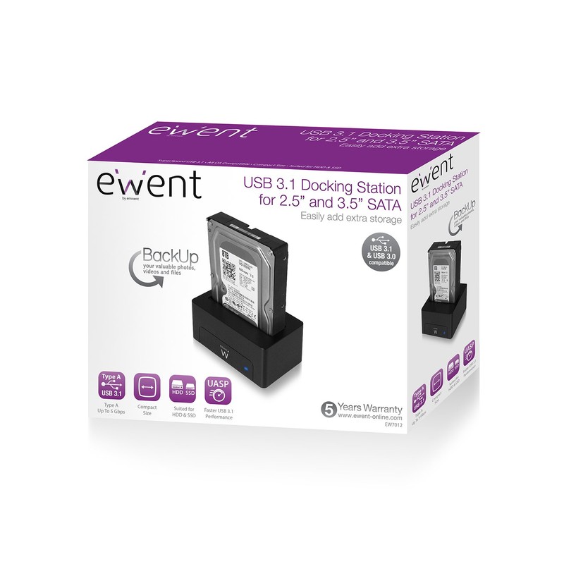 Ewent EW7012 Dock Station Dual 2.5-3.5" USB 3.0" #1001