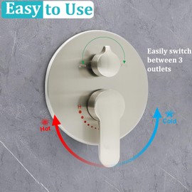 Backnets Wall Mount Brushed Nickel Pressure Balancing Shower Diverter Mixing Valve 3 Way Replacement Brass Mixer Kit