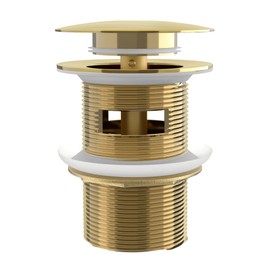 Ogonbrick Free Standing Tub Drain Pop-up Drain for Freestanding Bathtub Stand Copper Alone Soak Bath Tub Drain Kit with Standard Thread Stopper Assembly Anti-Rust Brushed Gold