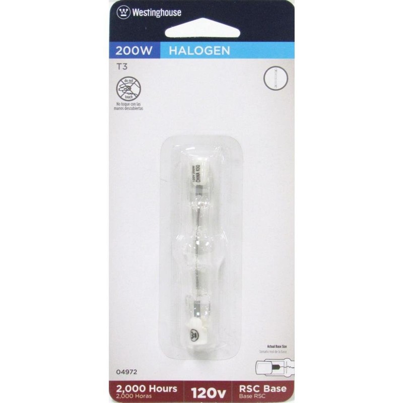 Westinghouse 0497200 200W T3 Halogen Double-Ended Clear Light Bulb with
