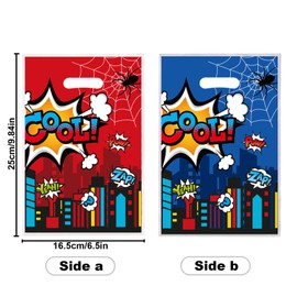 50pcs Spider Party Favors Bags, Double Sided Spider Web Goodie Bags City Cartoon Theme Candy Treats Gift Bag for Boys Kids Movie Fans Birthday Party Decorations