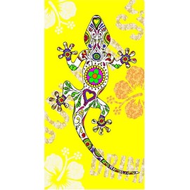 Miracle Home. Microfibre Beach Towel, 100% Polyester, Yellow, 75 x 145 cm