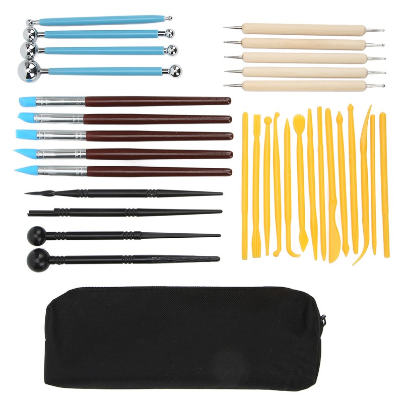 Clay Sculpting Tools Kit 33pcs Ball Stick Silicone Pen Portable