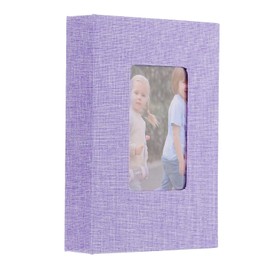 sourcing map Small Photo Album, 4x6 Inch Linen Cover Pockets Photo Book, Slip-in Picture Albums with Display Window Holds 26 Page 52 Photos for Wedding Family Anniversary, Purple