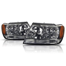 PM PERFORMOTOR Headlights Assembly Compatible with 99-04 Jeep Grand Cherokee WJ, Pair of Headlamps with Amber Corner
