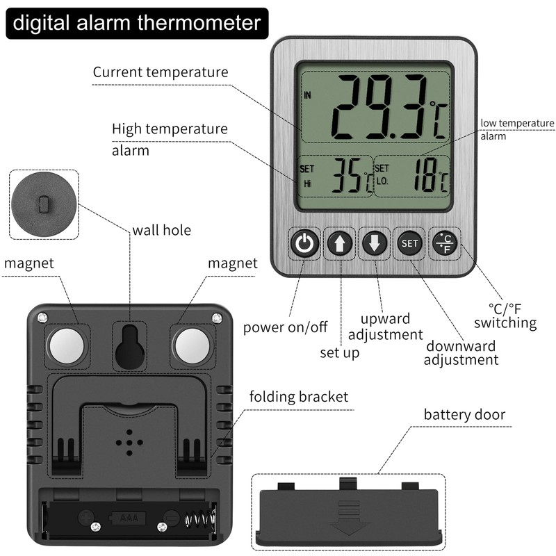 Refrigerator Thermometer Freezer Alarm Digital Freezer Thermometer Fridge Thermometer with
