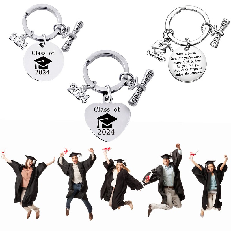 KEELYY Graduation Keyring, Graduation Keyring, Stainless Steel, Graduation Gift, 2024