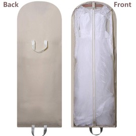 DIOMMELL 63" Bridal Wedding Gown Dress Garment Bag Extra Large Foldable Portable Travel Cover Hanging Luggage with Pockets for Womens, 5.9" Gusseted