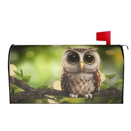 Oplp Cute Owl on A Branch Waterproof Mail Cover Magnetic Mailbox Wraps Post Letter Box Cover for Garden Home Decor 21x18 in