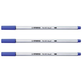 Stabilo Set of 3 Felt Tip Pens 68 Brushes Ultramarine Blue