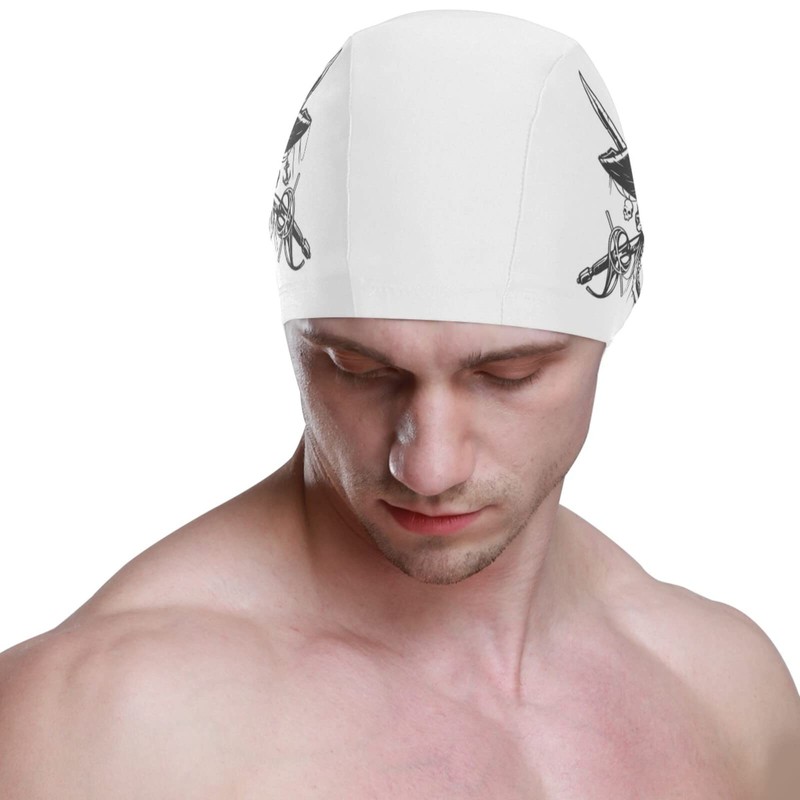 Dallonan Swimming Cap Skull Pirate Adult Swim Cap Polyester