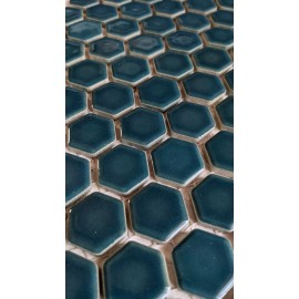 district II Dark Teal Green Hexagon Porcelain Mosaic Tile For Wall, Floor, Pool Tile