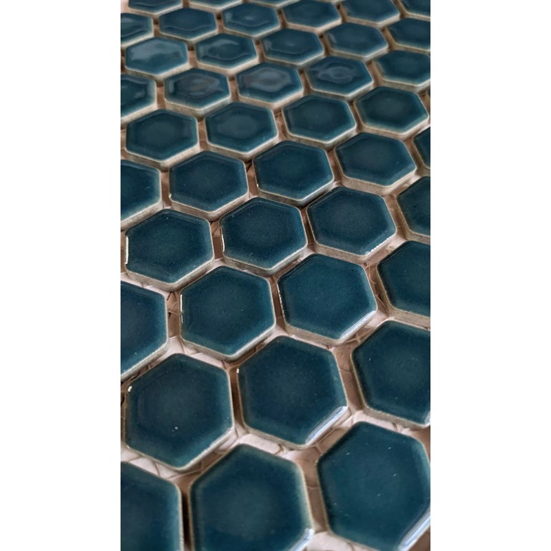 district II Dark Teal Green Hexagon Porcelain Mosaic Tile For