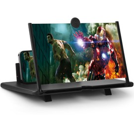18" Screen Magnifier for Cell Phone -Fanlory 3D HD Magnifying Projector Screen Enlarger for Movies, Videos and Gaming – Foldable Phone Stand with Screen Amplifier (白色, 18英寸)