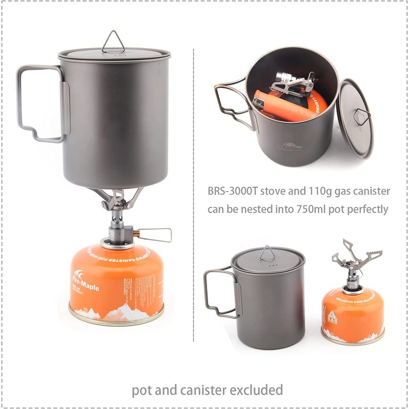 BRS Stove BRS 3000T Stove Titanium Ultralight Backpacking Stove Portable